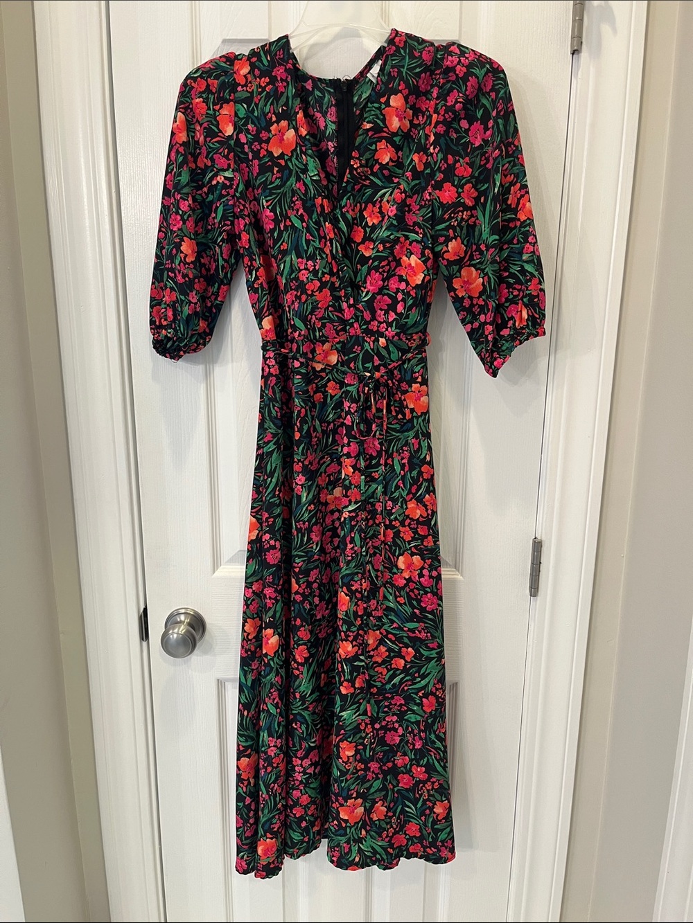 Black floral Midi Dress